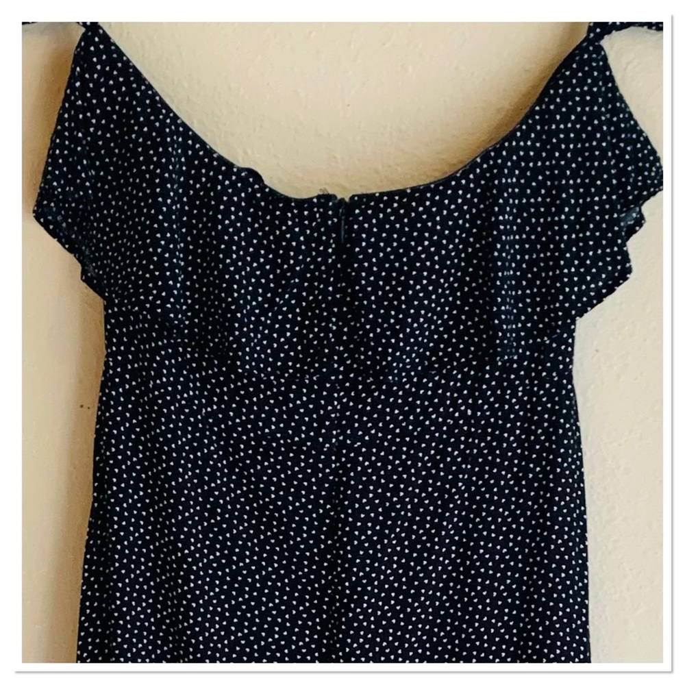 Sirena Off Shoulder Double Slit Dress Black White Heart Print Size Large - Picture 9 of 12